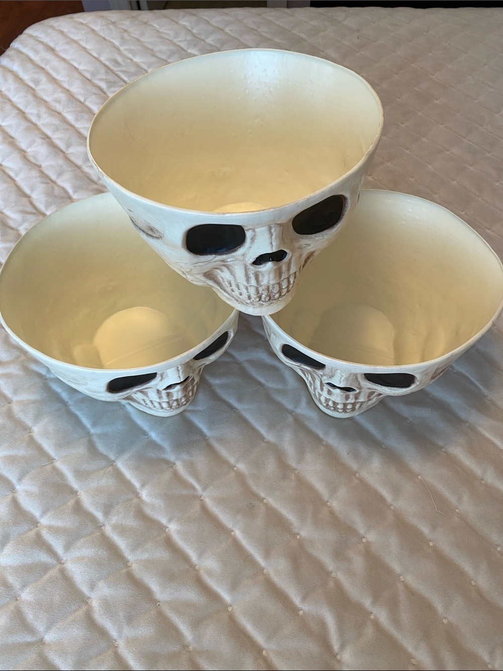 3 skull plastic candy bowls